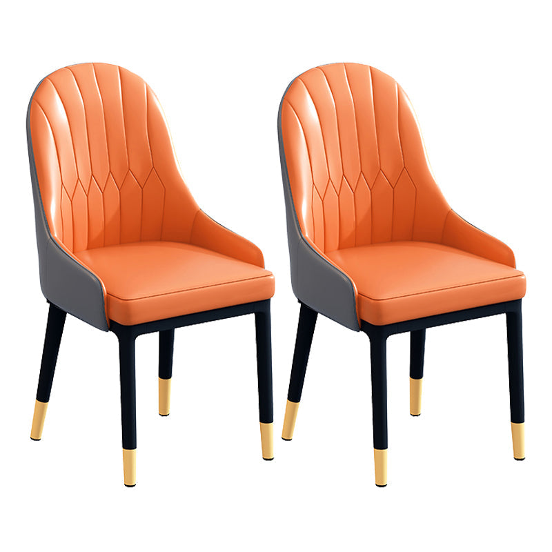 Modern Iron Dinette Set 1/2/5/7 Pieces White Rectangle Sintered Stone Top Dining Table Set 2 Orange Chairs Clearhalo 'Dining Room Sets' 'Dining Tables & Seating' 'dining_room_set' 'furn' 'furn_dining_room_set' 'Furniture' 'furniture_dining_room_set' 'Kitchen & Dining Furniture' 5018894