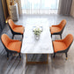 Modern Iron Dinette Set 1/2/5/7 Pieces White Rectangle Sintered Stone Top Dining Table Set 5 Pieces: Table, 4 Orange Chairs Clearhalo 'Dining Room Sets' 'Dining Tables & Seating' 'dining_room_set' 'furn' 'furn_dining_room_set' 'Furniture' 'furniture_dining_room_set' 'Kitchen & Dining Furniture' 5018895