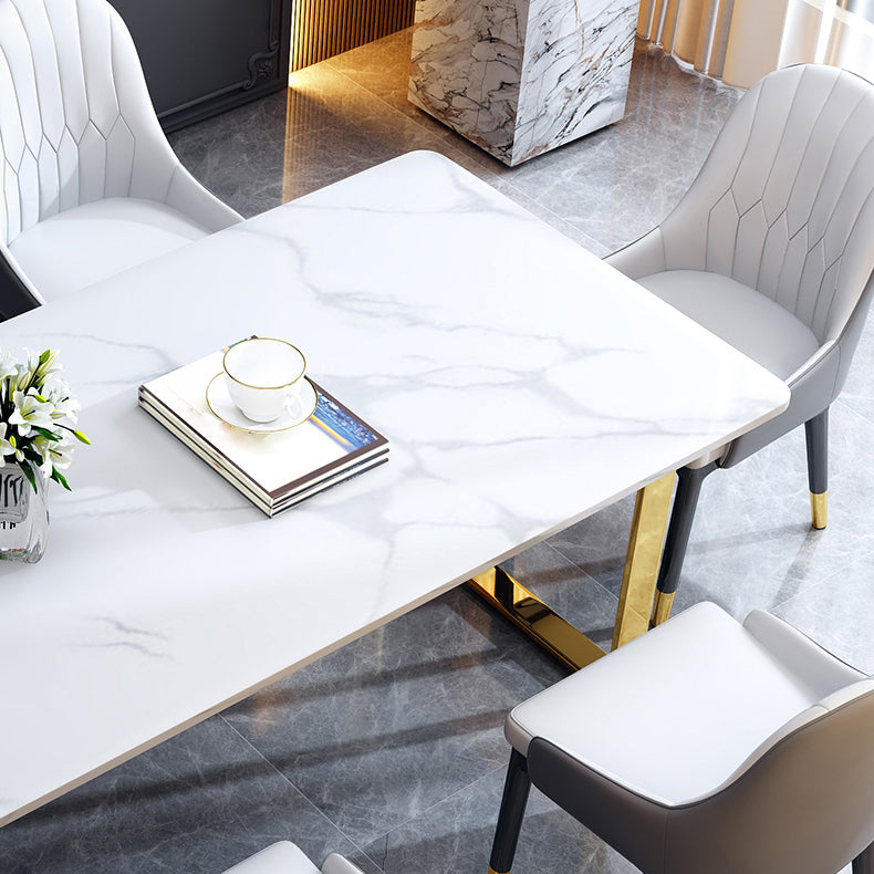 Modern Iron Dinette Set 1/2/5/7 Pieces White Rectangle Sintered Stone Top Dining Table Set Clearhalo 'Dining Room Sets' 'Dining Tables & Seating' 'dining_room_set' 'furn' 'furn_dining_room_set' 'Furniture' 'furniture_dining_room_set' 'Kitchen & Dining Furniture' 5018900