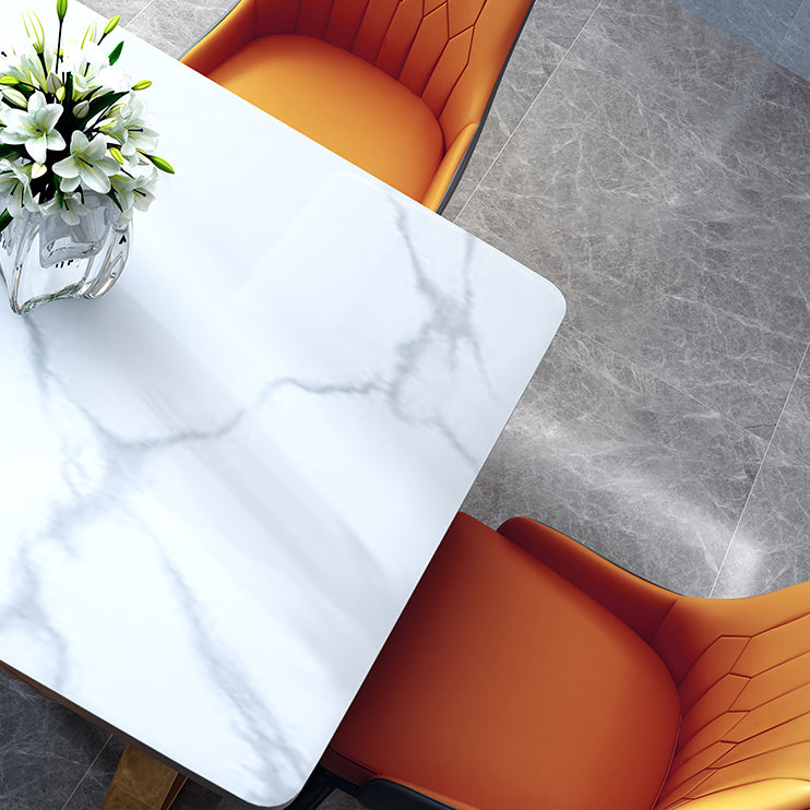 Modern Iron Dinette Set 1/2/5/7 Pieces White Rectangle Sintered Stone Top Dining Table Set Clearhalo 'Dining Room Sets' 'Dining Tables & Seating' 'dining_room_set' 'furn' 'furn_dining_room_set' 'Furniture' 'furniture_dining_room_set' 'Kitchen & Dining Furniture' 5018901