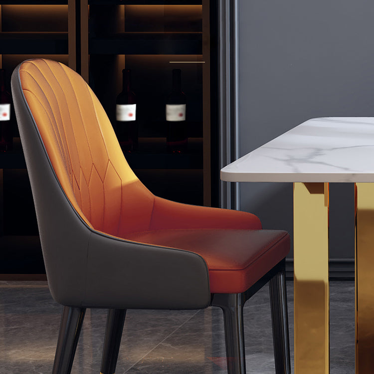 Modern Iron Dinette Set 1/2/5/7 Pieces White Rectangle Sintered Stone Top Dining Table Set Clearhalo 'Dining Room Sets' 'Dining Tables & Seating' 'dining_room_set' 'furn' 'furn_dining_room_set' 'Furniture' 'furniture_dining_room_set' 'Kitchen & Dining Furniture' 5018902