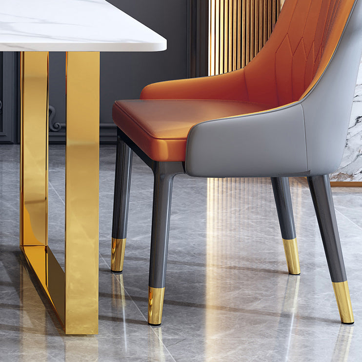 Modern Iron Dinette Set 1/2/5/7 Pieces White Rectangle Sintered Stone Top Dining Table Set Clearhalo 'Dining Room Sets' 'Dining Tables & Seating' 'dining_room_set' 'furn' 'furn_dining_room_set' 'Furniture' 'furniture_dining_room_set' 'Kitchen & Dining Furniture' 5018903