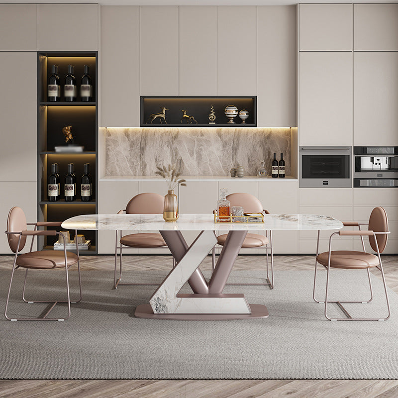 Luxury Sintered Stone Top Dining Set Rectangle 1/4/5/7 Pieces Dining Room Table Set Clearhalo 'Dining Room Sets' 'Dining Tables & Seating' 'dining_room_set' 'furn' 'furn_dining_room_set' 'Furniture' 'furniture_dining_room_set' 'Kitchen & Dining Furniture' 5018929