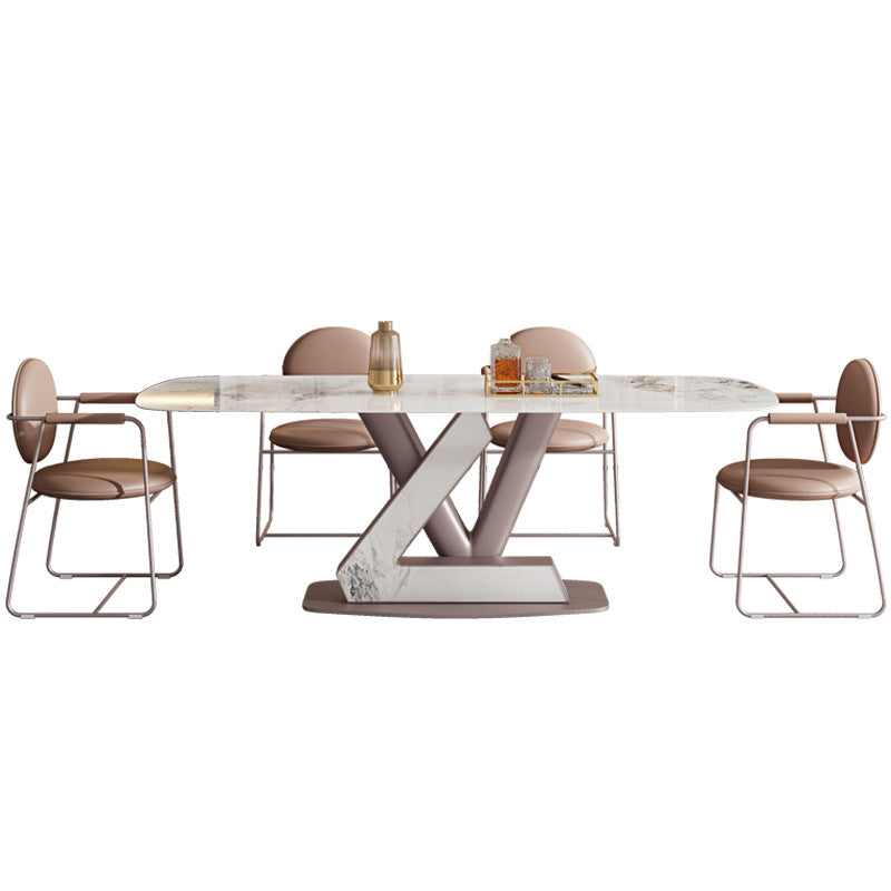 Luxury Sintered Stone Top Dining Set Rectangle 1/4/5/7 Pieces Dining Room Table Set 5 Pieces: Table, 4 Chairs Clearhalo 'Dining Room Sets' 'Dining Tables & Seating' 'dining_room_set' 'furn' 'furn_dining_room_set' 'Furniture' 'furniture_dining_room_set' 'Kitchen & Dining Furniture' 5018930