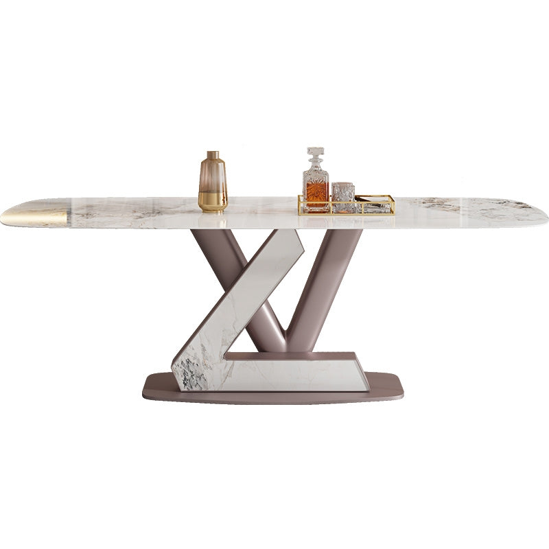 Luxury Sintered Stone Top Dining Set Rectangle 1/4/5/7 Pieces Dining Room Table Set White 70.9"L x 35.4"W Clearhalo 'Dining Room Sets' 'Dining Tables & Seating' 'dining_room_set' 'furn' 'furn_dining_room_set' 'Furniture' 'furniture_dining_room_set' 'Kitchen & Dining Furniture' 5018931