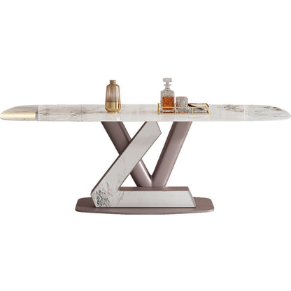 Luxury Sintered Stone Top Dining Set Rectangle 1/4/5/7 Pieces Dining Room Table Set White 70.9"L x 35.4"W Clearhalo 'Dining Room Sets' 'Dining Tables & Seating' 'dining_room_set' 'furn' 'furn_dining_room_set' 'Furniture' 'furniture_dining_room_set' 'Kitchen & Dining Furniture' 5018931