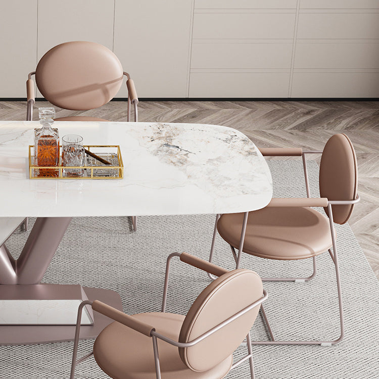 Luxury Sintered Stone Top Dining Set Rectangle 1/4/5/7 Pieces Dining Room Table Set Clearhalo 'Dining Room Sets' 'Dining Tables & Seating' 'dining_room_set' 'furn' 'furn_dining_room_set' 'Furniture' 'furniture_dining_room_set' 'Kitchen & Dining Furniture' 5018939