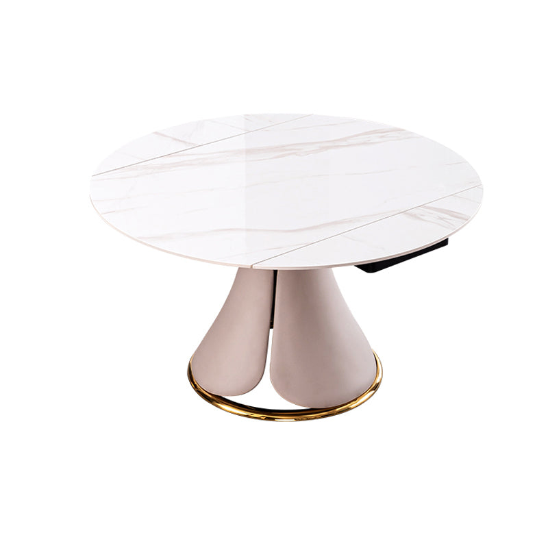 Glam Leatherwear Dinette Set 1/2/5/7 Pieces Round Scalable Sintered Stone Dining Table Set Clearhalo 'Dining Room Sets' 'Dining Tables & Seating' 'dining_room_set' 'furn' 'furn_dining_room_set' 'Furniture' 'furniture_dining_room_set' 'Kitchen & Dining Furniture' 5018949