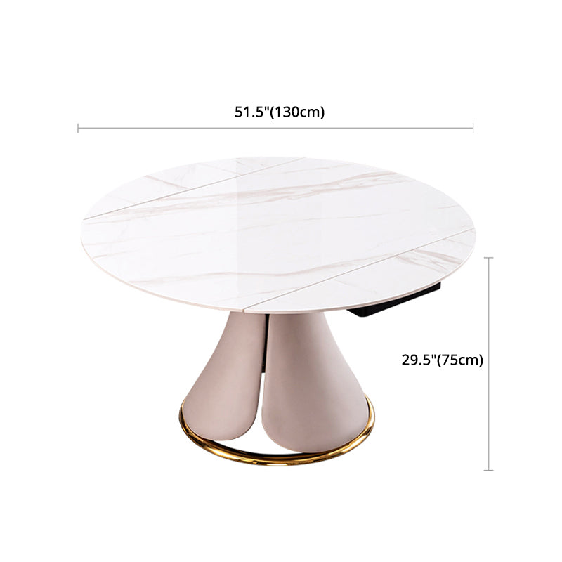 Glam Leatherwear Dinette Set 1/2/5/7 Pieces Round Scalable Sintered Stone Dining Table Set Clearhalo 'Dining Room Sets' 'Dining Tables & Seating' 'dining_room_set' 'furn' 'furn_dining_room_set' 'Furniture' 'furniture_dining_room_set' 'Kitchen & Dining Furniture' 5018959