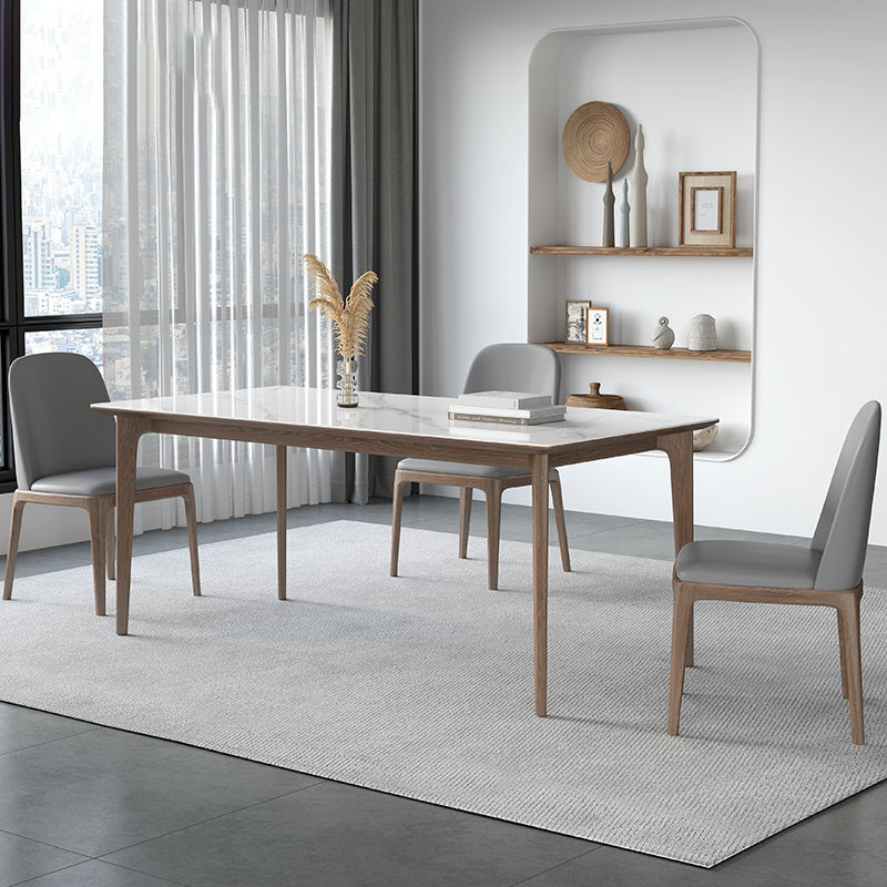 Modern Ash Wood Dinette Set 1/3/4/5/7 Pieces Rectangle Sintered Stone Top Dining Table Set Clearhalo 'Dining Room Sets' 'Dining Tables & Seating' 'dining_room_set' 'furn' 'furn_dining_room_set' 'Furniture' 'furniture_dining_room_set' 'Kitchen & Dining Furniture' 5018965