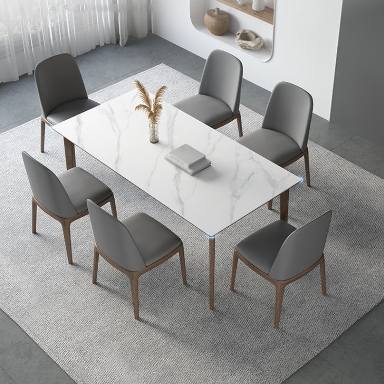 Modern Ash Wood Dinette Set 1/3/4/5/7 Pieces Rectangle Sintered Stone Top Dining Table Set Clearhalo 'Dining Room Sets' 'Dining Tables & Seating' 'dining_room_set' 'furn' 'furn_dining_room_set' 'Furniture' 'furniture_dining_room_set' 'Kitchen & Dining Furniture' 5018973