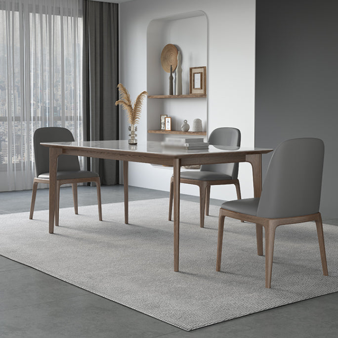 Modern Ash Wood Dinette Set 1/3/4/5/7 Pieces Rectangle Sintered Stone Top Dining Table Set Clearhalo 'Dining Room Sets' 'Dining Tables & Seating' 'dining_room_set' 'furn' 'furn_dining_room_set' 'Furniture' 'furniture_dining_room_set' 'Kitchen & Dining Furniture' 5018974