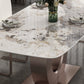 Luxury Sintered Stone Top Table Rectangle Indoor Table with Gold Metal Pedestal Clearhalo 'Dining Tables & Seating' 'Dining Tables' 'dining_table' 'furn' 'furn_dining_table' 'Furniture' 'furniture_dining_table' 'Kitchen & Dining Furniture' 'kitchen' 'kitchen_dining_table' 5018985
