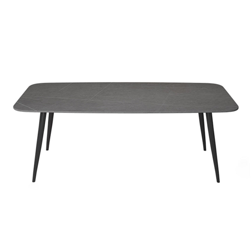 Sintered Stone Indoor Table in Grey Industrial Kitchen Table with 4 Legs 47.2"L x 23.6"W x 29.5"H Without Chairs Clearhalo 'Dining Tables & Seating' 'Dining Tables' 'dining_table' 'furn' 'furn_dining_table' 'Furniture' 'furniture_dining_table' 'Kitchen & Dining Furniture' 'kitchen' 'kitchen_dining_table' 5018998
