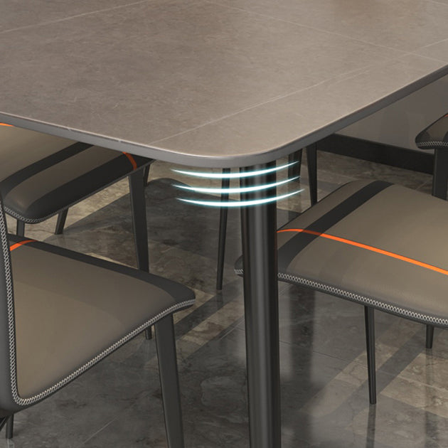 Sintered Stone Indoor Table in Grey Industrial Kitchen Table with 4 Legs Clearhalo 'Dining Tables & Seating' 'Dining Tables' 'dining_table' 'furn' 'furn_dining_table' 'Furniture' 'furniture_dining_table' 'Kitchen & Dining Furniture' 'kitchen' 'kitchen_dining_table' 5019003