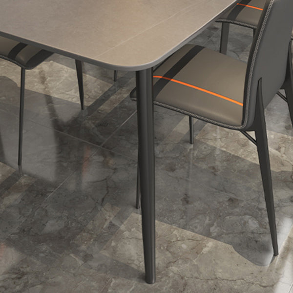 Sintered Stone Indoor Table in Grey Industrial Kitchen Table with 4 Legs Clearhalo 'Dining Tables & Seating' 'Dining Tables' 'dining_table' 'furn' 'furn_dining_table' 'Furniture' 'furniture_dining_table' 'Kitchen & Dining Furniture' 'kitchen' 'kitchen_dining_table' 5019004