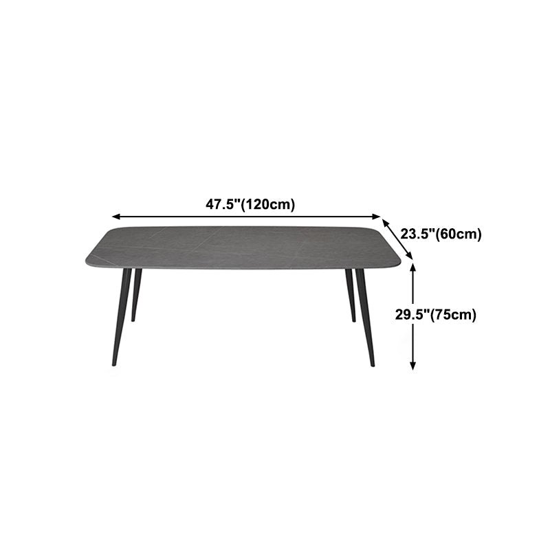 Sintered Stone Indoor Table in Grey Industrial Kitchen Table with 4 Legs Clearhalo 'Dining Tables & Seating' 'Dining Tables' 'dining_table' 'furn' 'furn_dining_table' 'Furniture' 'furniture_dining_table' 'Kitchen & Dining Furniture' 'kitchen' 'kitchen_dining_table' 5019010