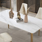 Traditional Luxury Dining Table White Sintered Stone 4 Legs Table with Gold Frame Clearhalo 'Dining Tables & Seating' 'Dining Tables' 'dining_table' 'furn' 'furn_dining_table' 'Furniture' 'furniture_dining_table' 'Kitchen & Dining Furniture' 'kitchen' 'kitchen_dining_table' 5019020