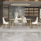 Traditional Luxury Dining Table White Sintered Stone 4 Legs Table with Gold Frame Clearhalo 'Dining Tables & Seating' 'Dining Tables' 'dining_table' 'furn' 'furn_dining_table' 'Furniture' 'furniture_dining_table' 'Kitchen & Dining Furniture' 'kitchen' 'kitchen_dining_table' 5019024