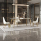 Traditional Luxury Dining Table White Sintered Stone 4 Legs Table with Gold Frame Clearhalo 'Dining Tables & Seating' 'Dining Tables' 'dining_table' 'furn' 'furn_dining_table' 'Furniture' 'furniture_dining_table' 'Kitchen & Dining Furniture' 'kitchen' 'kitchen_dining_table' 5019026