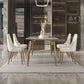 Traditional Luxury Dining Table White Sintered Stone 4 Legs Table with Gold Frame Clearhalo 'Dining Tables & Seating' 'Dining Tables' 'dining_table' 'furn' 'furn_dining_table' 'Furniture' 'furniture_dining_table' 'Kitchen & Dining Furniture' 'kitchen' 'kitchen_dining_table' 5019027