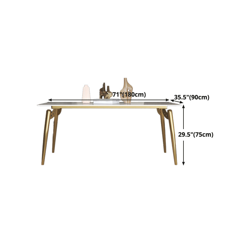 Traditional Luxury Dining Table White Sintered Stone 4 Legs Table with Gold Frame Clearhalo 'Dining Tables & Seating' 'Dining Tables' 'dining_table' 'furn' 'furn_dining_table' 'Furniture' 'furniture_dining_table' 'Kitchen & Dining Furniture' 'kitchen' 'kitchen_dining_table' 5019033