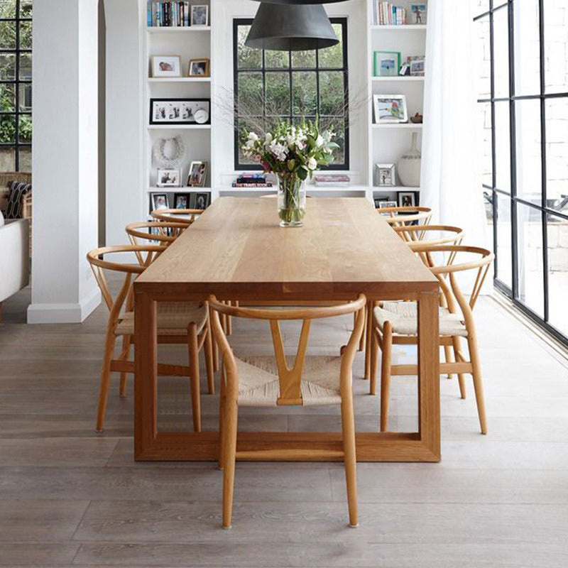 Solid Wood Modern Rectangle Table Pine Wood Top Table with Sled Base 78.7"L x 31.5"W x 29.5"H Without Chairs Clearhalo 'Dining Tables & Seating' 'Dining Tables' 'dining_table' 'furn' 'furn_dining_table' 'Furniture' 'furniture_dining_table' 'Kitchen & Dining Furniture' 'kitchen' 'kitchen_dining_table' 5019036