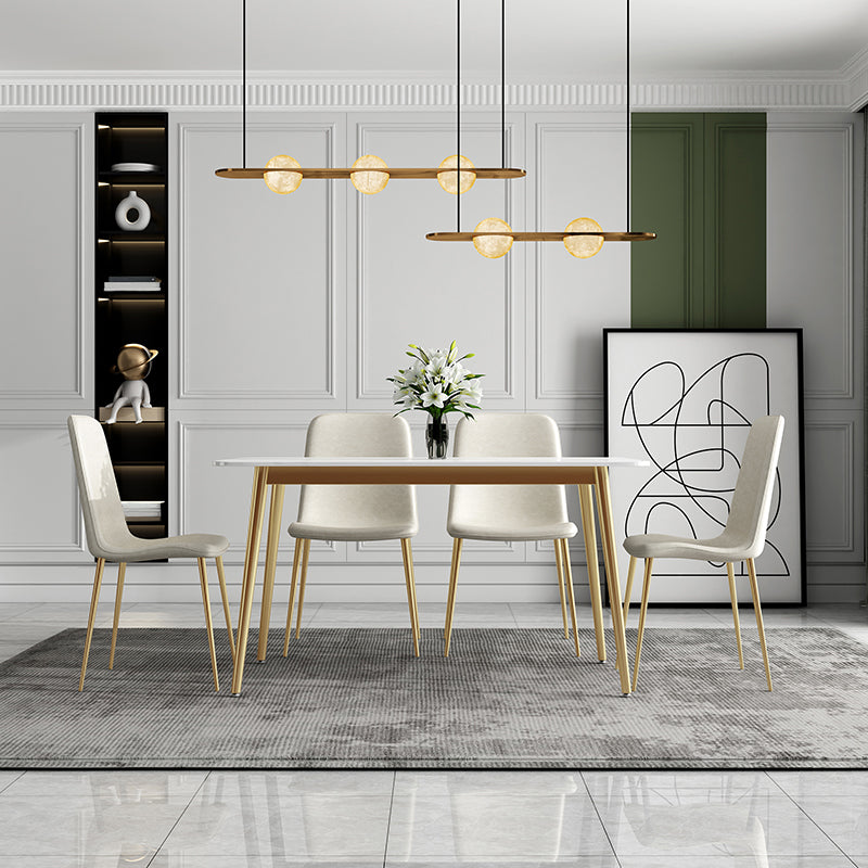 Traditional Luxury Dining Table White Sintered Stone Table with Gold Frame 47.2"L x 23.6"W x 29.5"H Without Chairs Clearhalo 'Dining Tables & Seating' 'Dining Tables' 'dining_table' 'furn' 'furn_dining_table' 'Furniture' 'furniture_dining_table' 'Kitchen & Dining Furniture' 'kitchen' 'kitchen_dining_table' 5019062