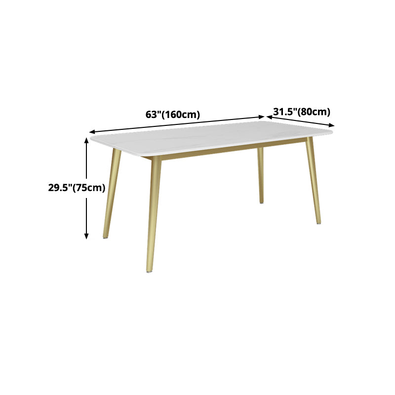 Traditional Luxury Dining Table White Sintered Stone Table with Gold Frame Clearhalo 'Dining Tables & Seating' 'Dining Tables' 'dining_table' 'furn' 'furn_dining_table' 'Furniture' 'furniture_dining_table' 'Kitchen & Dining Furniture' 'kitchen' 'kitchen_dining_table' 5019071