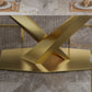 Sintered Stone Top Table for Restaurant Luxury Rectangle Table with Gold Metal Pedestal Clearhalo 'Dining Tables & Seating' 'Dining Tables' 'dining_table' 'furn' 'furn_dining_table' 'Furniture' 'furniture_dining_table' 'Kitchen & Dining Furniture' 'kitchen' 'kitchen_dining_table' 5019081