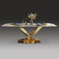 Sintered Stone Top Table for Restaurant Luxury Rectangle Table with Gold Metal Pedestal Clearhalo 'Dining Tables & Seating' 'Dining Tables' 'dining_table' 'furn' 'furn_dining_table' 'Furniture' 'furniture_dining_table' 'Kitchen & Dining Furniture' 'kitchen' 'kitchen_dining_table' 5019082