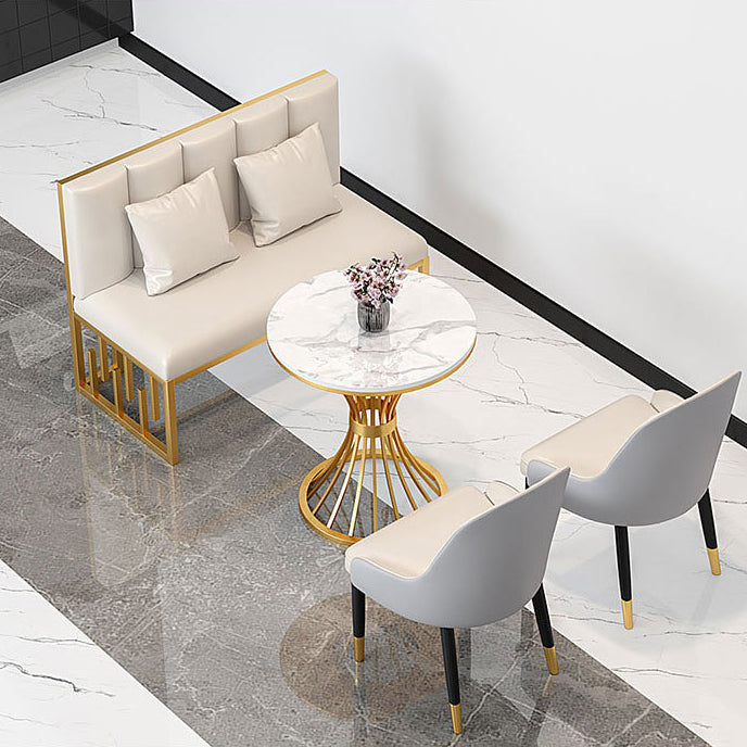 Traditional Luxury Dining Table Sintered Stone Top Dining Table with Gold Frame 31.5"L x 31.5"W x 29.5"H Without Chairs Clearhalo 'Dining Tables & Seating' 'Dining Tables' 'dining_table' 'furn' 'furn_dining_table' 'Furniture' 'furniture_dining_table' 'Kitchen & Dining Furniture' 'kitchen' 'kitchen_dining_table' 5019088