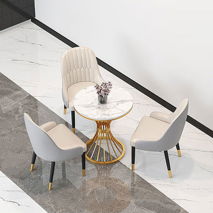 Traditional Luxury Dining Table Sintered Stone Top Dining Table with Gold Frame 23.6"L x 23.6"W x 29.5"H Without Chairs Clearhalo 'Dining Tables & Seating' 'Dining Tables' 'dining_table' 'furn' 'furn_dining_table' 'Furniture' 'furniture_dining_table' 'Kitchen & Dining Furniture' 'kitchen' 'kitchen_dining_table' 5019089