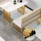 Traditional Luxury Dining Table Sintered Stone Top Dining Table with Gold Frame Clearhalo 'Dining Tables & Seating' 'Dining Tables' 'dining_table' 'furn' 'furn_dining_table' 'Furniture' 'furniture_dining_table' 'Kitchen & Dining Furniture' 'kitchen' 'kitchen_dining_table' 5019092