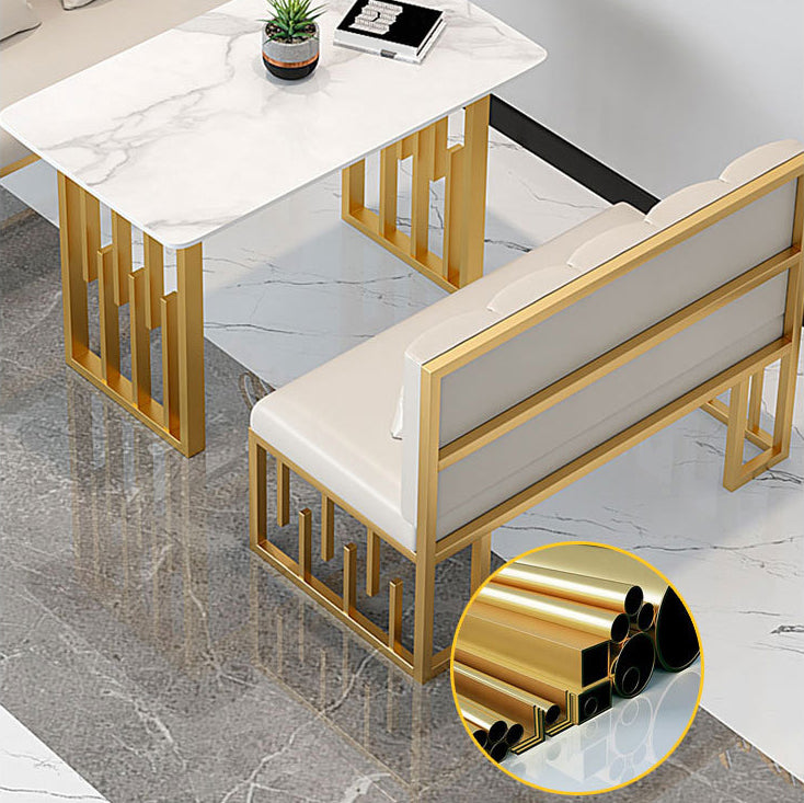 Traditional Luxury Dining Table Sintered Stone Top Dining Table with Gold Frame Clearhalo 'Dining Tables & Seating' 'Dining Tables' 'dining_table' 'furn' 'furn_dining_table' 'Furniture' 'furniture_dining_table' 'Kitchen & Dining Furniture' 'kitchen' 'kitchen_dining_table' 5019092