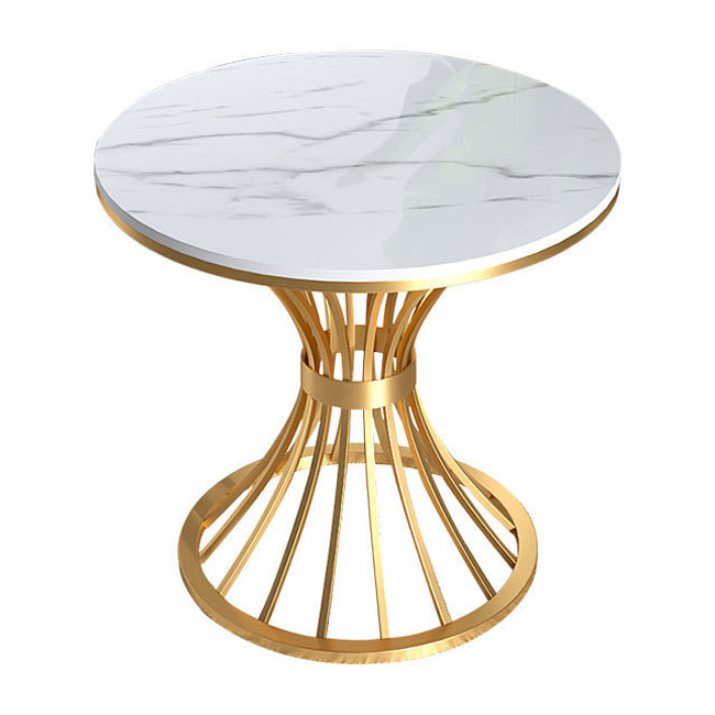 Traditional Luxury Dining Table Sintered Stone Top Dining Table with Gold Frame 27.6"L x 27.6"W x 29.5"H Without Chairs Clearhalo 'Dining Tables & Seating' 'Dining Tables' 'dining_table' 'furn' 'furn_dining_table' 'Furniture' 'furniture_dining_table' 'Kitchen & Dining Furniture' 'kitchen' 'kitchen_dining_table' 5019094