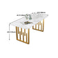 Traditional Luxury Dining Table Sintered Stone Top Dining Table with Gold Frame Clearhalo 'Dining Tables & Seating' 'Dining Tables' 'dining_table' 'furn' 'furn_dining_table' 'Furniture' 'furniture_dining_table' 'Kitchen & Dining Furniture' 'kitchen' 'kitchen_dining_table' 5019103