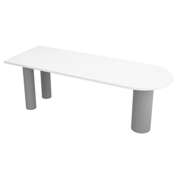 Modern Oval Dining Table Grey Solid Wood Double Pedestal Table Home Kitchen Dinner White Without Chairs Clearhalo 'Dining Tables & Seating' 'Dining Tables' 'dining_table' 'furn' 'furn_dining_table' 'Furniture' 'furniture_dining_table' 'Kitchen & Dining Furniture' 'kitchen' 'kitchen_dining_table' 5019109