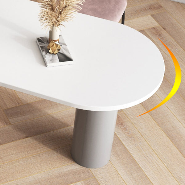 Modern Oval Dining Table Grey Solid Wood Double Pedestal Table Home Kitchen Dinner Clearhalo 'Dining Tables & Seating' 'Dining Tables' 'dining_table' 'furn' 'furn_dining_table' 'Furniture' 'furniture_dining_table' 'Kitchen & Dining Furniture' 'kitchen' 'kitchen_dining_table' 5019110