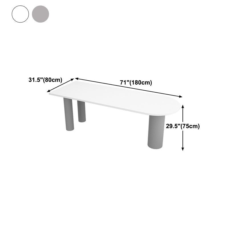 Modern Oval Dining Table Grey Solid Wood Double Pedestal Table Home Kitchen Dinner Clearhalo 'Dining Tables & Seating' 'Dining Tables' 'dining_table' 'furn' 'furn_dining_table' 'Furniture' 'furniture_dining_table' 'Kitchen & Dining Furniture' 'kitchen' 'kitchen_dining_table' 5019115