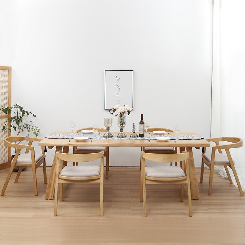 Pine Wood Top Dining Table Modern Dining Table with Double Pedestal Base 86.6"L x 35.4"W x 29.5"H Clearhalo 'Dining Tables & Seating' 'Dining Tables' 'dining_table' 'Furniture' 'furniture_dining_table' 'Kitchen & Dining Furniture' 'kitchen' 'kitchen_dining_table' 5019139