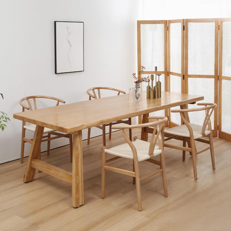 Pine Wood Top Dining Table Modern Dining Table with Double Pedestal Base 70.9"L x 31.5"W x 29.5"H Clearhalo 'Dining Tables & Seating' 'Dining Tables' 'dining_table' 'Furniture' 'furniture_dining_table' 'Kitchen & Dining Furniture' 'kitchen' 'kitchen_dining_table' 5019140