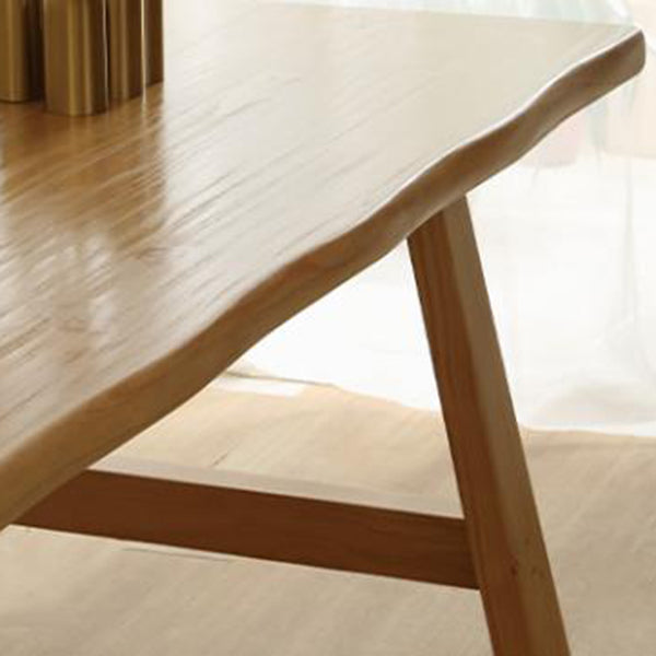 Pine Wood Top Dining Table Modern Dining Table with Double Pedestal Base Clearhalo 'Dining Tables & Seating' 'Dining Tables' 'dining_table' 'Furniture' 'furniture_dining_table' 'Kitchen & Dining Furniture' 'kitchen' 'kitchen_dining_table' 5019144