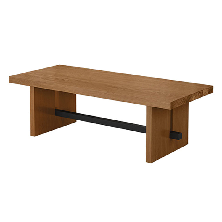 Modern Pine Wood Table in Brown for Restaurant Rectangle Table with Trestle Base Without Chairs Clearhalo 'Dining Tables & Seating' 'Dining Tables' 'dining_table' 'furn' 'furn_dining_table' 'Furniture' 'furniture_dining_table' 'Kitchen & Dining Furniture' 'kitchen' 'kitchen_dining_table' 5019159