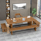 Modern Pine Wood Table in Brown for Restaurant Rectangle Table with Trestle Base Clearhalo 'Dining Tables & Seating' 'Dining Tables' 'dining_table' 'furn' 'furn_dining_table' 'Furniture' 'furniture_dining_table' 'Kitchen & Dining Furniture' 'kitchen' 'kitchen_dining_table' 5019164