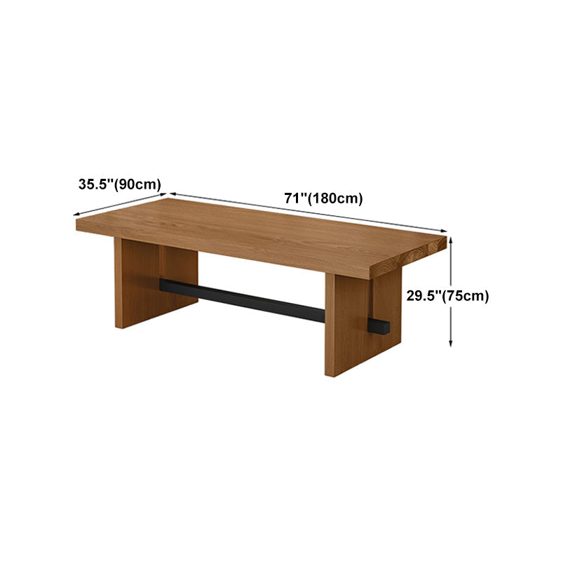 Modern Pine Wood Table in Brown for Restaurant Rectangle Table with Trestle Base Clearhalo 'Dining Tables & Seating' 'Dining Tables' 'dining_table' 'furn' 'furn_dining_table' 'Furniture' 'furniture_dining_table' 'Kitchen & Dining Furniture' 'kitchen' 'kitchen_dining_table' 5019169