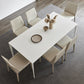 Stone Top Dining Table Rectangle Contemporary Dining Table with 4 Legs White 55.1"L x 31.5"W x 29.5"H Without Chairs Clearhalo 'Dining Tables & Seating' 'Dining Tables' 'dining_table' 'furn' 'furn_dining_table' 'Furniture' 'furniture_dining_table' 'Kitchen & Dining Furniture' 'kitchen' 'kitchen_dining_table' 5019174