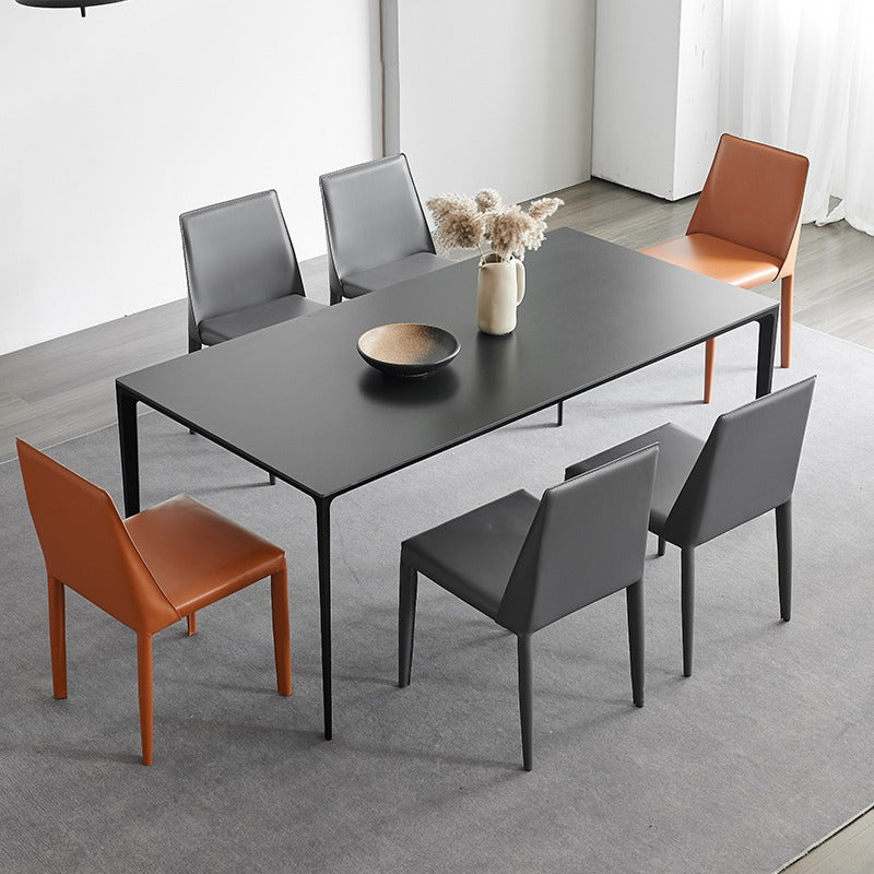 Stone Top Dining Table Rectangle Contemporary Dining Table with 4 Legs Black Without Chairs Clearhalo 'Dining Tables & Seating' 'Dining Tables' 'dining_table' 'furn' 'furn_dining_table' 'Furniture' 'furniture_dining_table' 'Kitchen & Dining Furniture' 'kitchen' 'kitchen_dining_table' 5019175