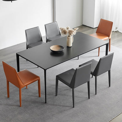 Stone Top Dining Table Rectangle Contemporary Dining Table with 4 Legs Black Without Chairs Clearhalo 'Dining Tables & Seating' 'Dining Tables' 'dining_table' 'furn' 'furn_dining_table' 'Furniture' 'furniture_dining_table' 'Kitchen & Dining Furniture' 'kitchen' 'kitchen_dining_table' 5019175