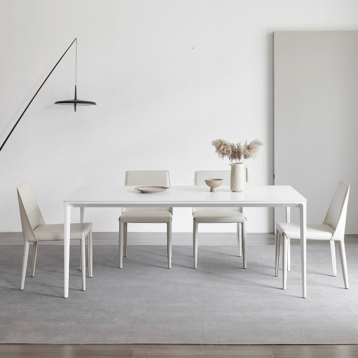 Stone Top Dining Table Rectangle Contemporary Dining Table with 4 Legs White 70.9"L x 35.4"W x 29.5"H Without Chairs Clearhalo 'Dining Tables & Seating' 'Dining Tables' 'dining_table' 'furn' 'furn_dining_table' 'Furniture' 'furniture_dining_table' 'Kitchen & Dining Furniture' 'kitchen' 'kitchen_dining_table' 5019176
